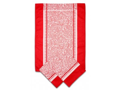 Utěrka bavlna 3 ks - ornamenty červená (Velikost 50*70 cm)