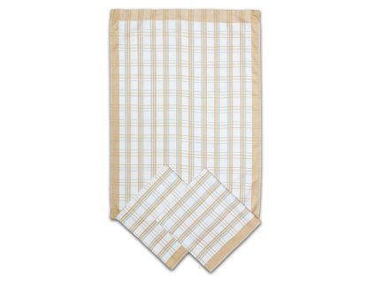 Utěrka bavlna 3 ks - tradiční káro béžové (Velikost 50*70 cm)