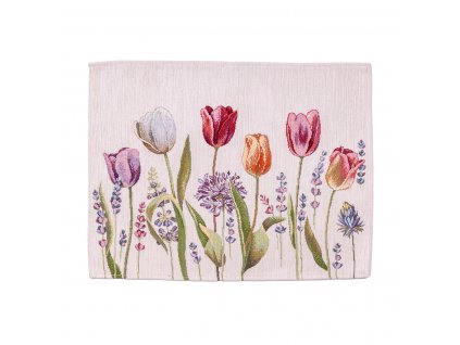 Gobelínové prostírání chenille - Tulipány s květinami 35x45 cm (Velikost 35*45 cm)