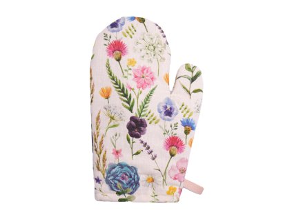 Kuchyňská chňapka barevné polní kvítky na béžovém podkladu