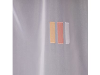 Voálová látka s motivem barevných proužků na bílém podkladu