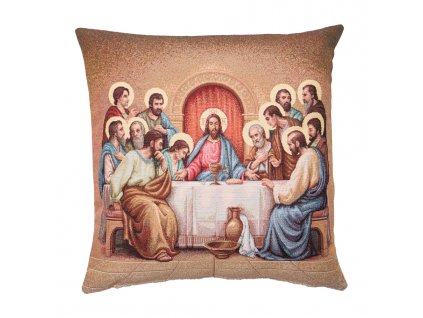 Gobelínový povlak na polštář s motivem Ježíše a jeho poslední večeře