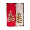dárkový set ručníků stromečky červená a béžová
