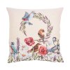 Gobelínový povlak na polštář -  Luční květy s ptáčky
