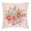 Gobelínový povlak na polštář s motivem velkých a malých květů s listy na béžovém podkladu, který se skvěle hodí na ozdobení Vašeho polštáře.