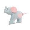 Roztomilý polštářek v designu malého slůněte v kombinaci světlé šedé barvy a růžových detailů.