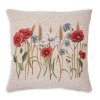 gobelínový povlak na polštář (42x42 cm) s motivem vlčích máků a dalších květů