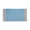 Stylová plážová osuška s proužky, s proužkovaným motivem, modrou barvou uprostřed a šedou na krajích