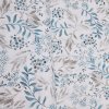 Stylová režná látka s modro-šedými listy, ideální pro domácí dekorace.
