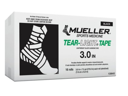 Mueller Tear-light® Tape, tejpovací páska, 7.6cm x 6.8m, černá, 16 ks