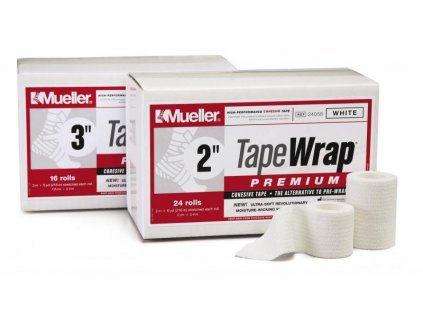 Mueller TapeWrap® Premium, před/tejpovací páska, bílá, 2,5cm x 5,4m