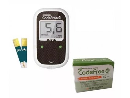 Glukometr SD-CODEFREE PLUS Kompletní SET (přístroj, 50proužků, pero +10 jehliček)