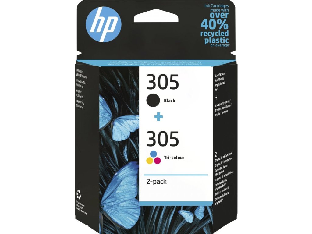 HP 305 2-Pack Tri-color/Black Original Ink Cartridge (100 / 120 pages)