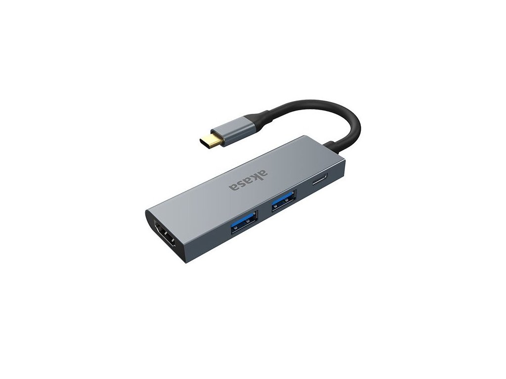 AKASA adaptér 4-In-1 USB Type-C na HDMI 4K@30Hz, USB Type-C a USB-A