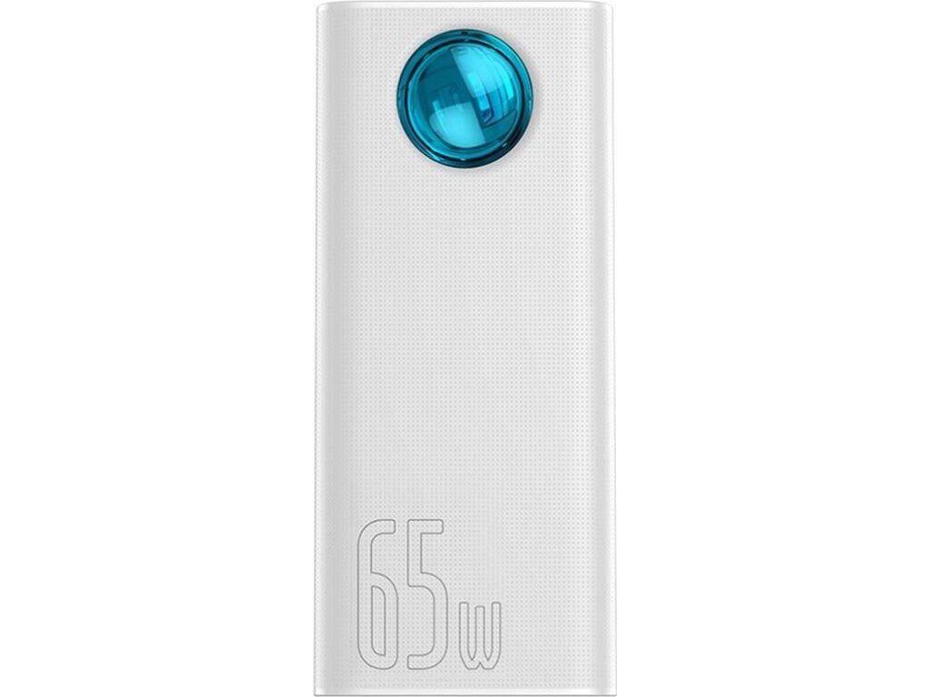 Baseus Amblight powerbanka s digitálním displejem QC 30000mAh Overseas Edition + kabel Type-C/Type-C 100W 1m, bílá