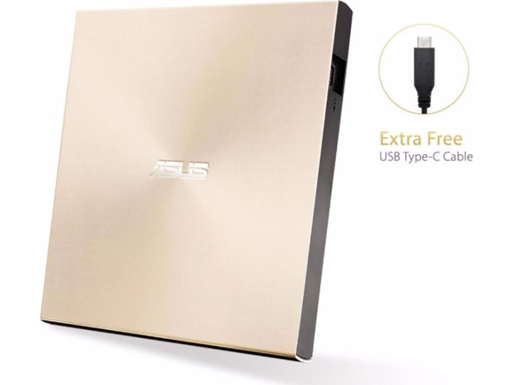 ASUS DVD ZenDrive SDRW-08U9M-U GOLD, External Slim DVD-RW, USB Type-C/Type-A, M-DISC