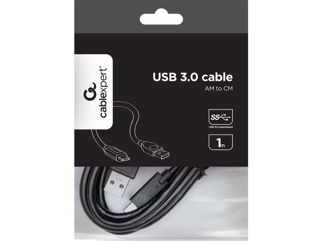 Gembird CCP-USB3-AMCM-1M USB 3.0 AM na Type-C (AM/CM), 1m, černý
