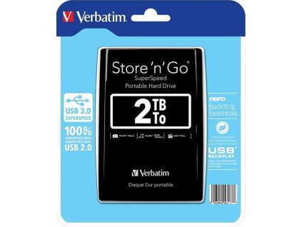 VERBATIM Externí HDD 2TB Store 'n' Go USB 3.0, Black