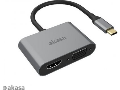 AKASA adaptér USB-C 2-in-1 (single or dual display output, HDMI & VGA)