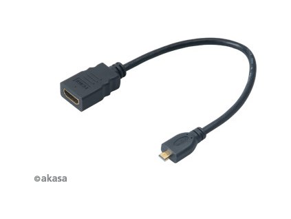AKASA kabel  redukce HDMI micro na HDMI female, full HD, 25cm