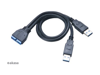 AKASA adaptér MB externí, na 2x USB 3.0, kabel, 30 cm