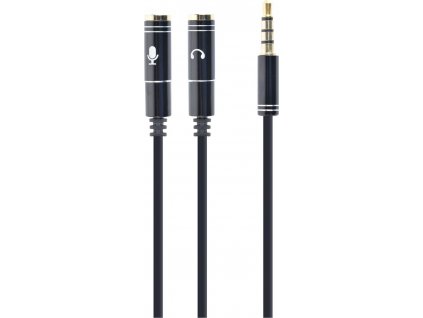 GEMBIRD CCA-417M Gembird 3,5mm stereo jack -> 2x jack samice, 3,5mm,audio+mic, kov. konektor,20cm