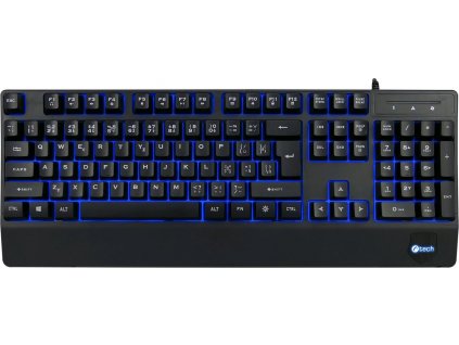 C-TECH Klávesnice KB-104BK, USB, 3 barvy podsvícení, černá, CZ/SK
