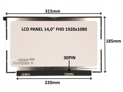 LCD PANEL 14,0" FHD 1920x1080 30PIN MATNÝ IPS / BEZ ÚCHYTŮ