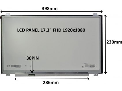 LCD PANEL 17,3" FHD 1920x1080 30PIN MATNÝ IPS / ÚCHYTY NAHOŘE A DOLE