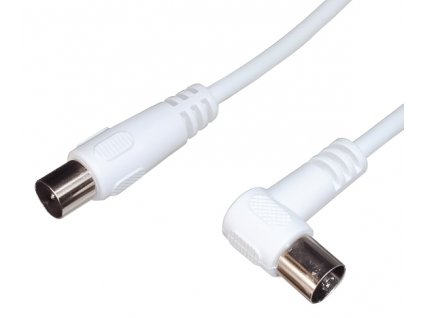 PREMIUMCORD TV kabel anténní propojovací 2m, konektor 90° (koaxiální, M/F, 75 Ohm)