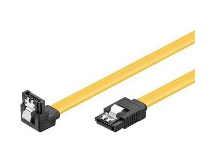 PREMIUMCORD 0,3m SATA 3.0 datový kabel 1.5GBs / 3GBs / 6GBs, kov.západka, 90°