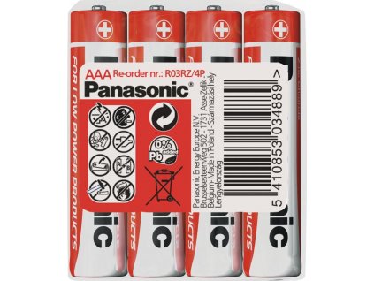 PANASONIC Zinkouhlíkové baterie Red Zinc R03RZ/4P AAA 1,5V (shrink 4ks)