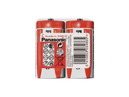 PANASONIC Zinkouhlíkové baterie Red Zinc R14RZ/2P C 1,5V (shrink 2ks)