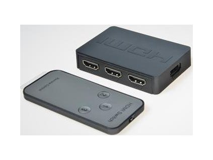 PREMIUMCORD HDMI switch 3:1 plastový s dálkovým ovladačem