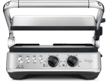 SAGE SGR700BSS kontaktní gril, 1800 W, protiskluzové nožičky, regulace teploty, 3 programy, stříbrný