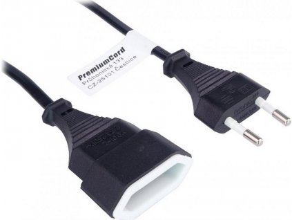 PREMIUMCORD Kabel síťový 230V, prodlužovací dvojvidlice,  5m