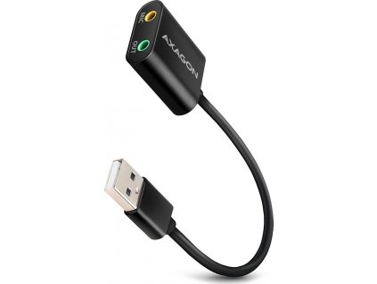 AXAGON ADA-12, USB 2.0 - externí zvuková karta, 48kHz/16-bit stereo, kovová, kabel USB-A 15 cm