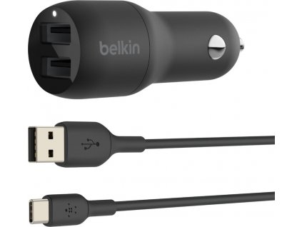 BELKIN Dual USB-A auto nabíječka 24W + USB-C kabel