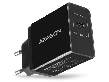 AXAGON ACU-PD22, PD nabíječka do sítě 22W, 1x USB-C port, PD3.0/QC3.0/AFC/FCP/Apple