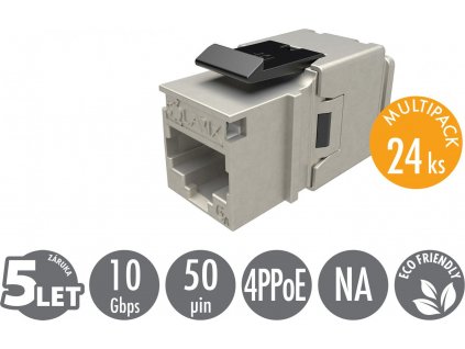 MULTIPACK 24 ks - rychlozařezávací keystone Solarix CAT6A STP SXKJ-10G-STP-BK-NA Comp. Level a 4PPoE