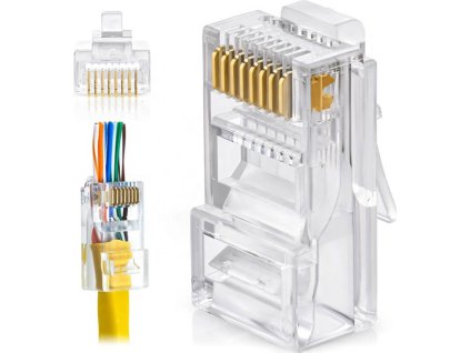 W-Star Konektor UTP RJ45EZ Cat5e 10ks pozlacený 5SLD pass through drát licna RJ45EZc510