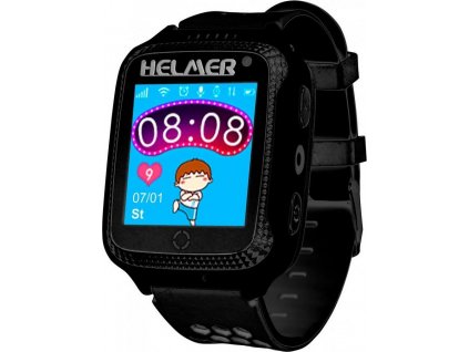 HELMER dětské hodinky LK 707 s GPS lokátorem/ dotykový display/ IP54/ micro SIM/ kompatibilní s Android a iOS/ černé