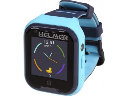 HELMER dětské hodinky LK 709 s GPS lokátorem/ dot. display/ 4G/ IP67/ nano SIM/ videohovor/ foto/ Android a iOS/ modré
