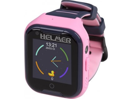 HELMER dětské hodinky LK 709 s GPS lokátorem/ dot. display/ 4G/ IP67/ nano SIM/ videohovor/ foto/ Android a iOS/ růžové