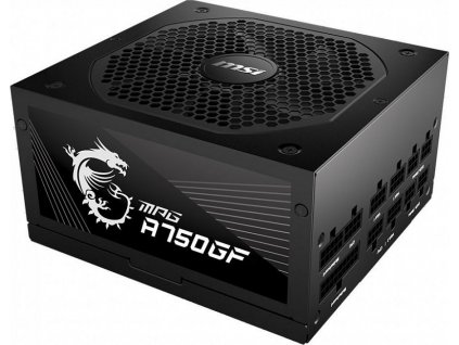 MSI zdroj MPG A750GF/ 750W/ ATX/ akt. PFC/ 10 let celková záruka/ 140mm ventilátor/ modulární kabeláž/ 80PLUS Gold