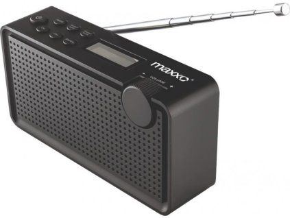 Maxxo rádio PB01/ DAB+/ FM 87,5 - 108MHz/ příkon 5V - 1A/ výkon 2W/ 3,5mm Jack/ až 8 hod.