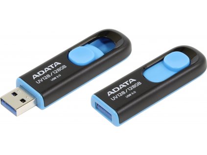 ADATA Flash Disk 128GB UV128, USB 3.1 Dash Drive (R:90/W:40 MB/s) černá/modrá