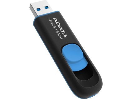 ADATA Flash Disk 64GB UV128, USB 3.1 Dash Drive (R:90/W:40 MB/s) černá/modrá