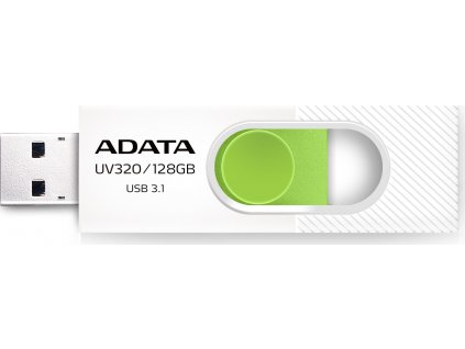 ADATA Flash Disk 128GB UV320, USB 3.1 Dash Drive, bílá/zelená