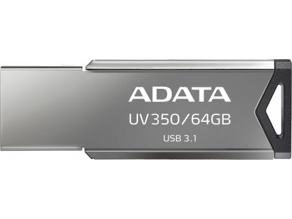 ADATA Flash Disk 64GB UV350, USB 3.2 Dash Drive, tmavě stříbrná textura kov